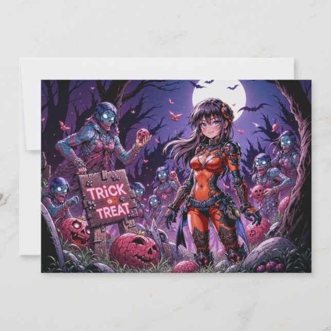 Trick oder Treat Halloween Zombies geben das Gehir Einladung (Vorderseite)