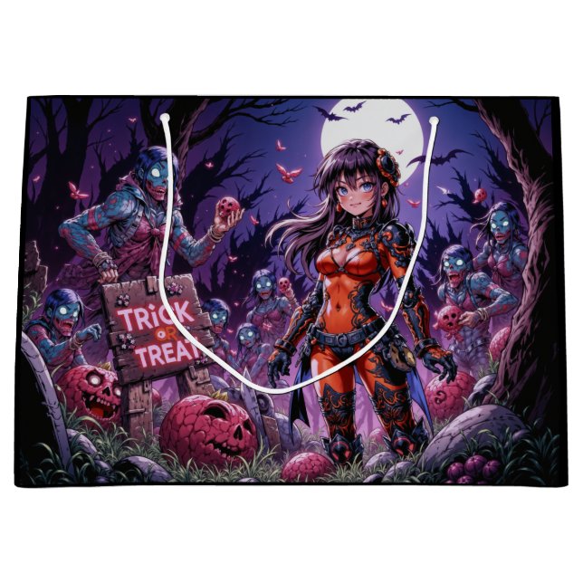 Trick oder Treat Halloween Zombies geben das Gehir Große Geschenktüte (Vorderseite)