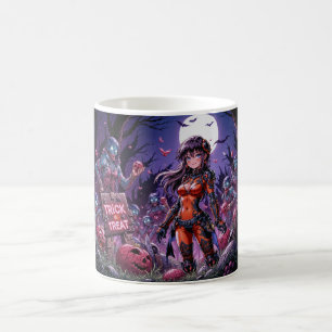Trick oder Treat Halloween Zombies geben das Gehir Kaffeetasse