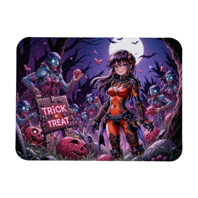 Trick oder Treat Halloween Zombies geben das Gehir Magnet (Horizontal)