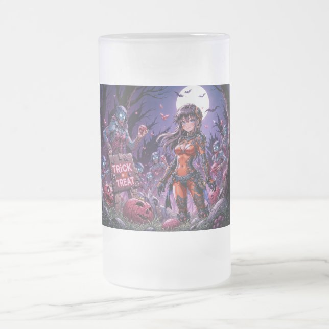 Trick oder Treat Halloween Zombies geben das Gehir Mattglas Bierglas (Mittel)