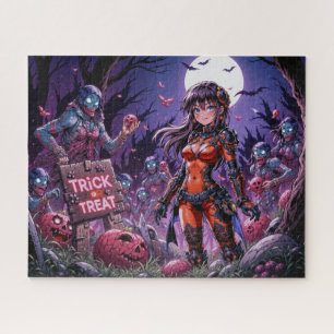 Trick oder Treat Halloween Zombies geben das Gehir Puzzle