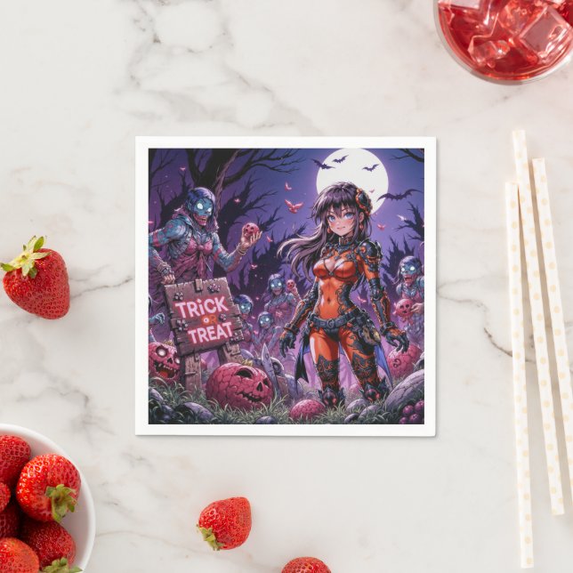 Trick oder Treat Halloween Zombies geben das Gehir Serviette (Beispiel)