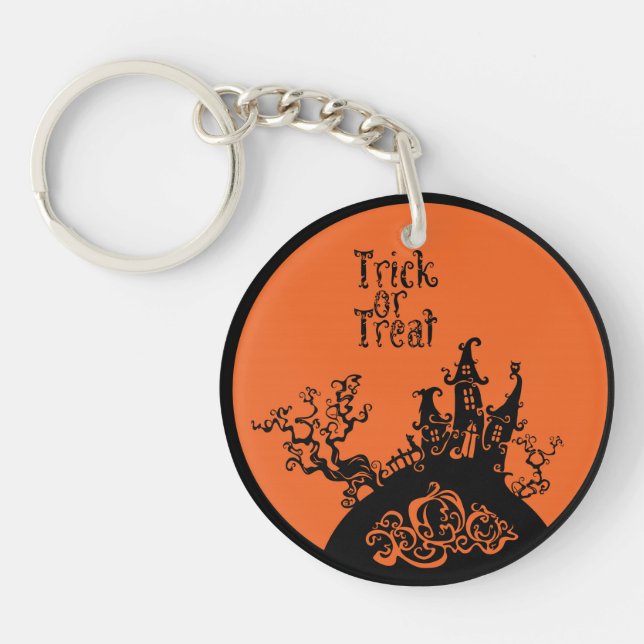 Trick oder Treat Hallowen House Schlüsselanhänger (Vorderseite)
