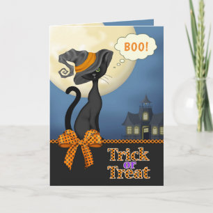 Trick oder Treat Happy Halloween Black Cat Karte