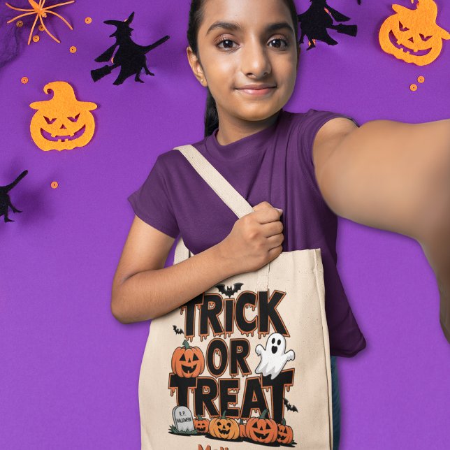Trick oder Treat / Happy Halloween Brauch Tragetasche (Trick or Treat / Happy Halloween custom Tote Bag)