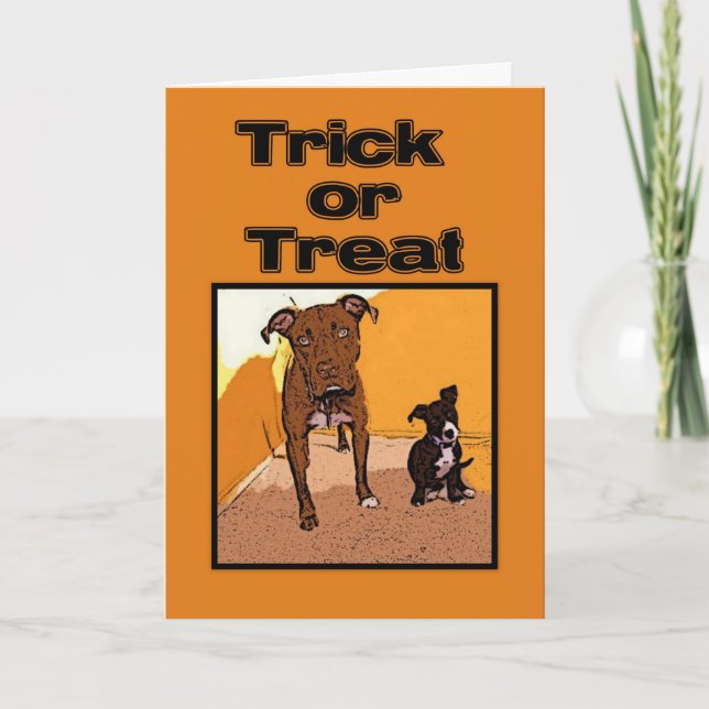 Trick oder Treat Happy Halloween Hunde Karte (Vorderseite)