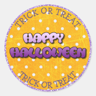 Trick oder Treat Happy Halloween Lila Stickers