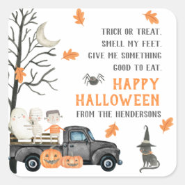 Trick oder Treat Happy Halloween Quadratischer Aufkleber