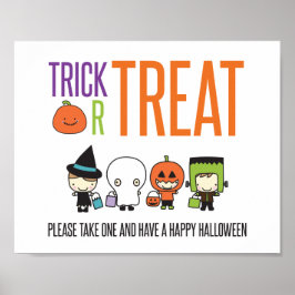 Trick oder Treat Happy Halloween Süßwarenschild Poster