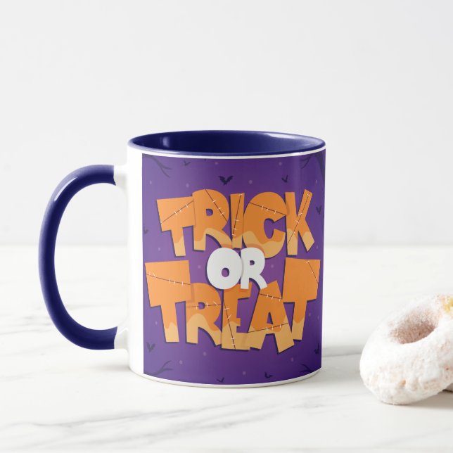 Trick oder Treat Happy Halloween Tasse (Mit Donut)