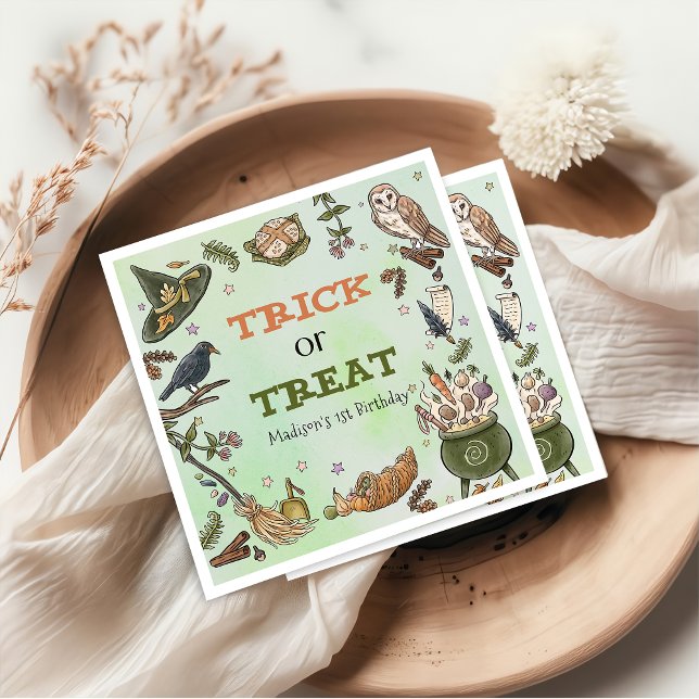 Trick oder Treat Hexe Halloween Geburtstag Napkins Serviette (Von Creator hochgeladen)