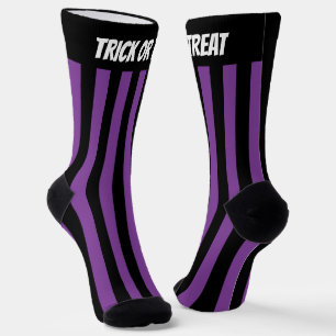Trick oder Treat Hexe Lila schwarz gestreift Socken