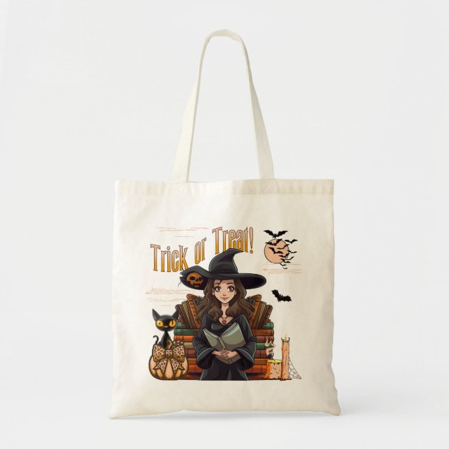 Trick oder Treat Hexenhimmel Coquette Tote Tasche (Vorne)