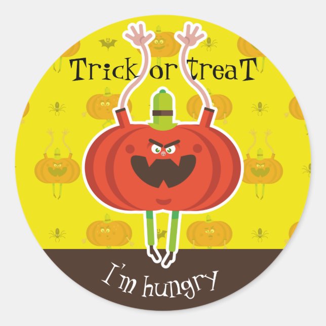 Trick oder treat ich habe Hunger Runder Aufkleber (Vorderseite)
