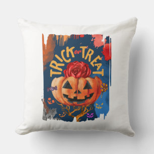 Trick oder Treat - Jack-o'-Lantern mit Rote Rose ( Kissen