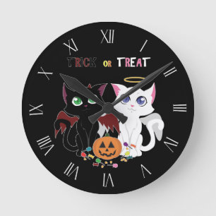 Trick oder Treat Kittens Runde Wanduhr