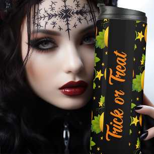 Trick oder Treat Kürbislaterne Halloween Pumpkin Thermosbecher