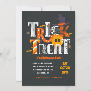 Trick oder Treat Lettering Halloween Einladung