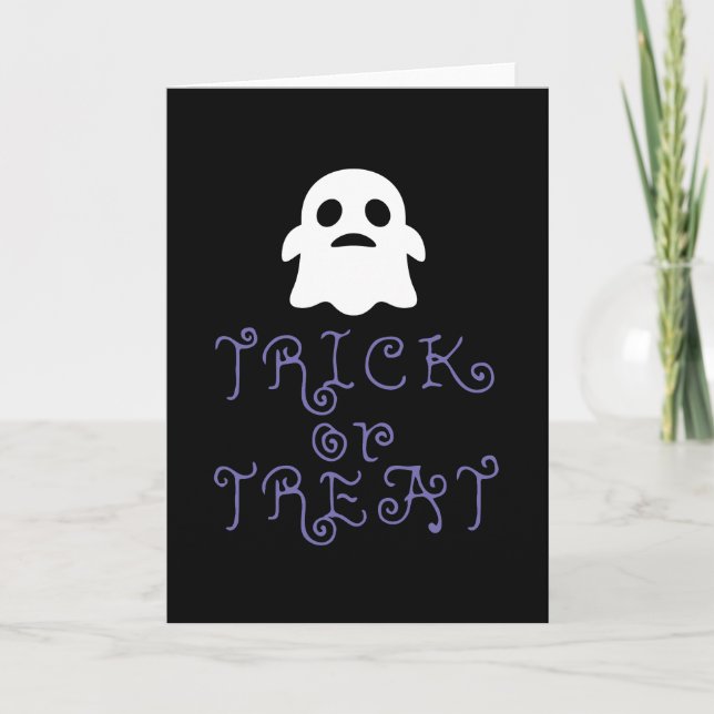 Trick oder Treat mit einem Niedlichen Geist - Hall Karte (Vorderseite)