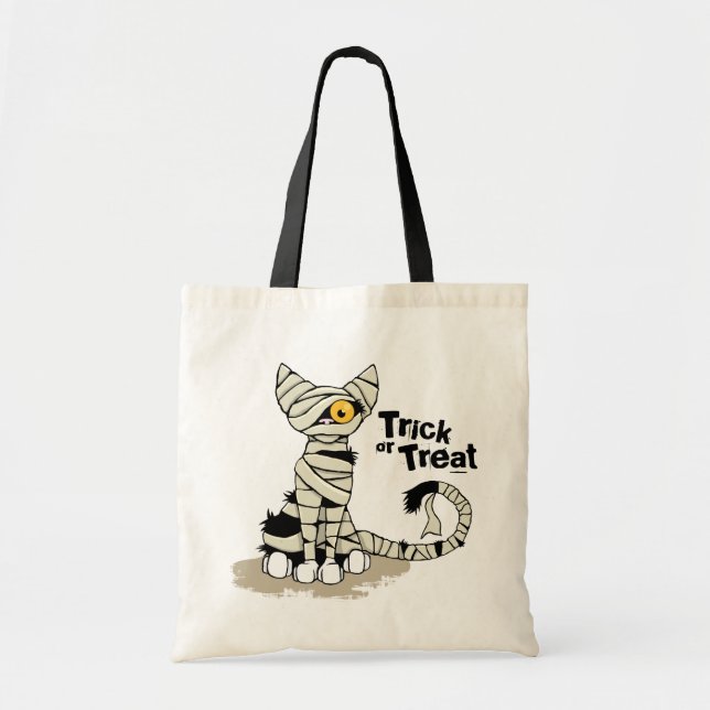Trick oder Treat Mummy Cat - Halloween-Bag Tragetasche (Vorne)