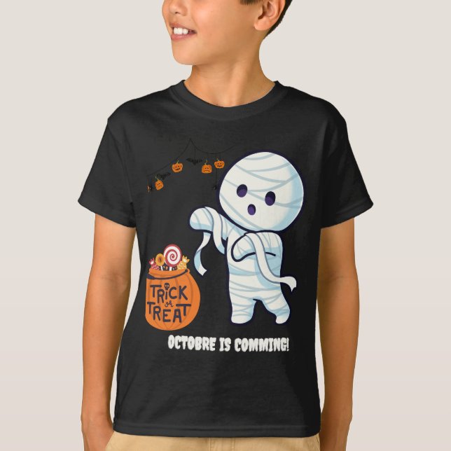 Trick oder Treat Mummy Halloween Fun Kids Shirt (Vorderseite)