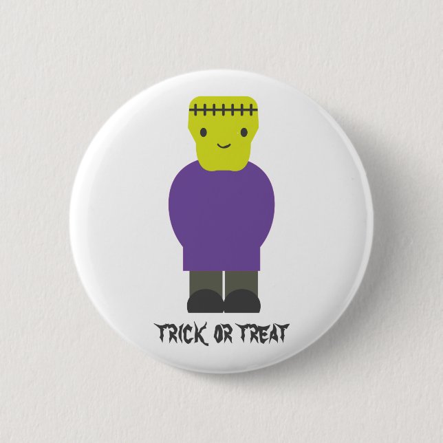 Trick oder Treat - Niedlich Frankenstein Button (Vorderseite)