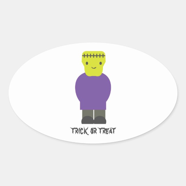 Trick oder Treat - Niedlich Frankenstein Ovaler Aufkleber (Vorderseite)