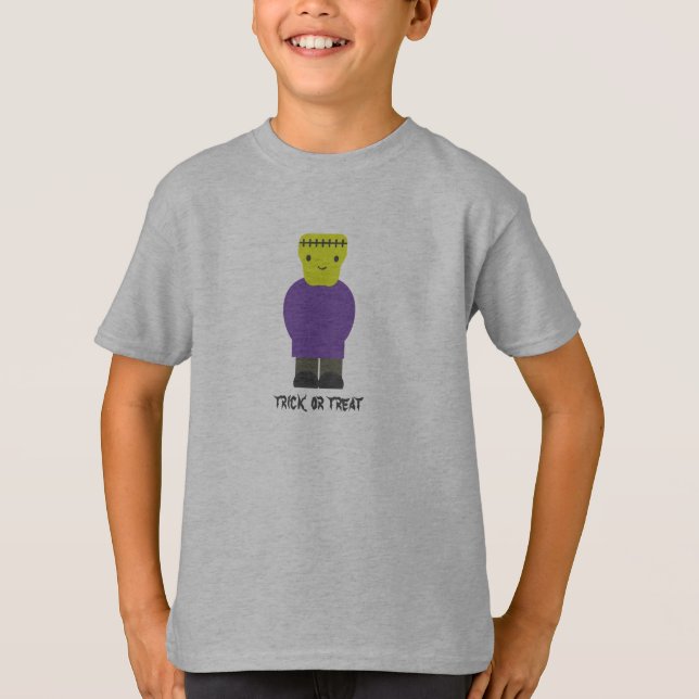 Trick oder Treat - Niedlich Frankenstein T-Shirt (Vorderseite)