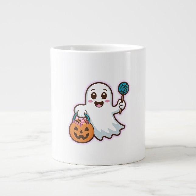 Trick oder Treat Niedlich Ghost Jumbo-Tasse (Vorderseite)