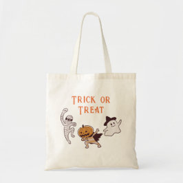 Trick oder Treat Niedlich Ghost, Mummy, Pumpkin Mo Tragetasche