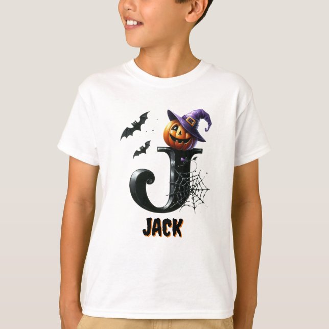 Trick oder Treat Niedlich J Initial Halloween T-Shirt (Vorderseite)