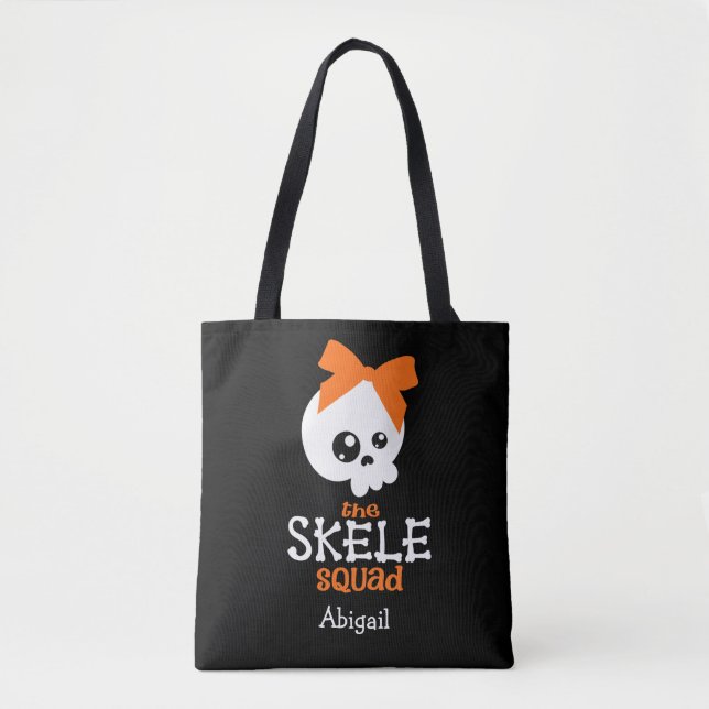 Trick oder Treat Niedlich Orange Skeleton Hallowee (Vorderseite)