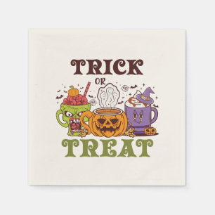 Trick oder Treat - Niedliche Halloween-Kaffeepause Serviette