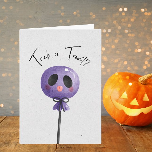 Trick oder Treat? Niedliche Wasserfarbe Lollipop Karte (Von Creator hochgeladen)