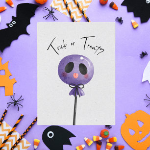 Trick oder Treat? Niedliche Wasserfarbe Lollipop Postkarte