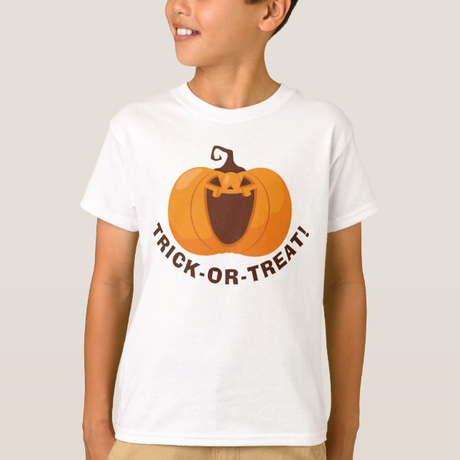 Trick oder Treat Niedlichen Halloween Orange Pumpk T-Shirt (Vorderseite)