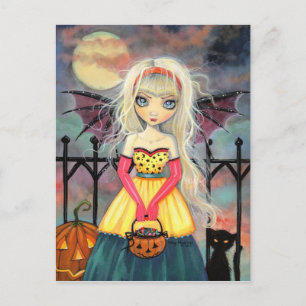 Trick oder Treat Niedlichen Halloween Vampire und  Postkarte