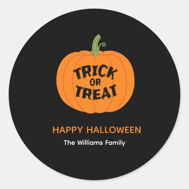 Trick oder Treat Niedlichen Pumpkin Halloween Stic Runder Aufkleber (Vorderseite)