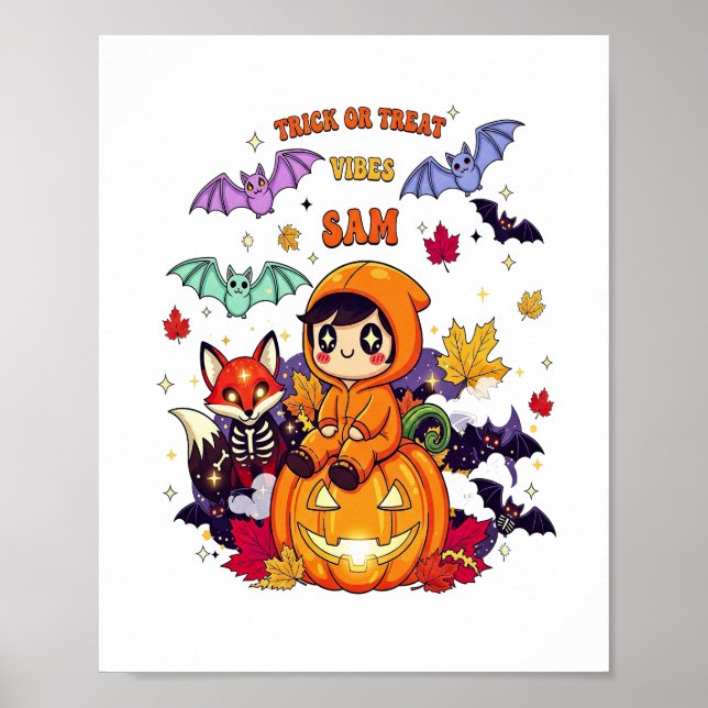 Trick oder Treat Niedliches Halloween Poster (Vorne)