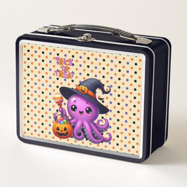 Trick oder Treat Octopus Halloween Metall Brotdose (Vorderseite)