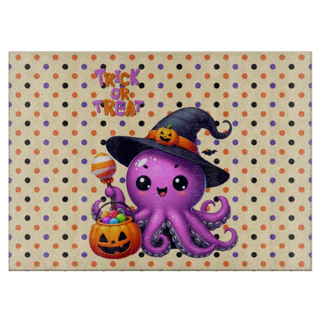 Trick oder Treat Octopus Halloween Schneidebrett (Vorderseite)