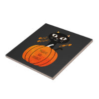 Trick oder Treat Orange Black Cat Pumpkin Hallowee