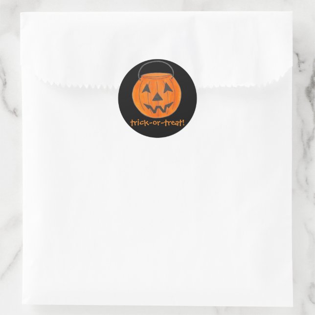 Trick oder Treat Orange Pumpkin Halloween-Party Runder Aufkleber (Tasche)
