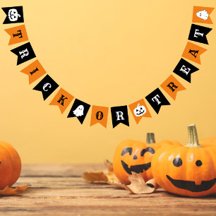 Trick oder Treat Orange und Schwarzes Halloween Wimpelkette