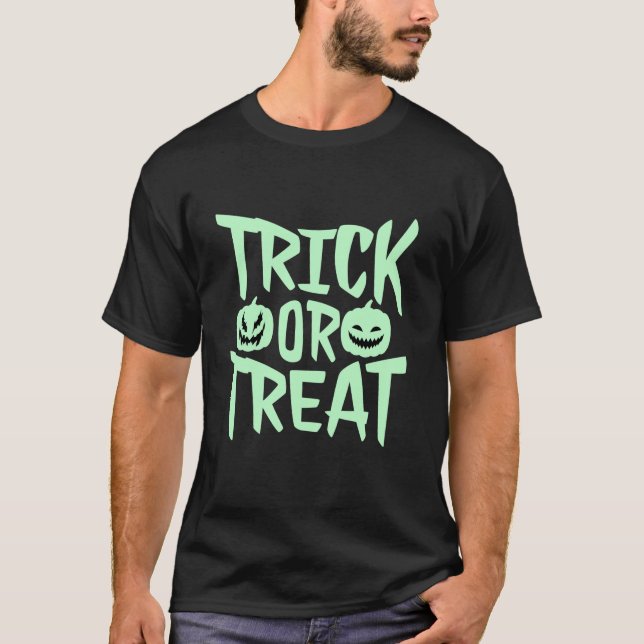 Trick oder Treat Pumpkin Gesichter Halloween Graph T-Shirt (Vorderseite)