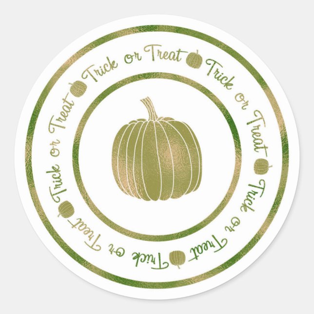 Trick oder Treat & Pumpkin Green Glam Halloween Runder Aufkleber (Vorderseite)