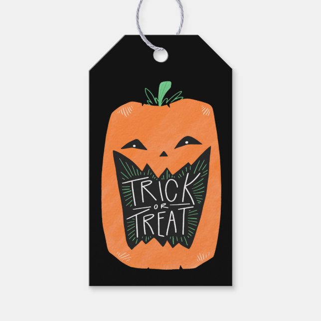 Trick oder Treat Pumpkin Halloween-Party Bevorzugu Geschenkanhänger (Vorderseite)