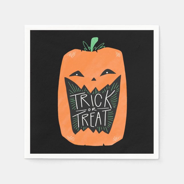 Trick oder Treat Pumpkin Halloween Serviette (Vorderseite)