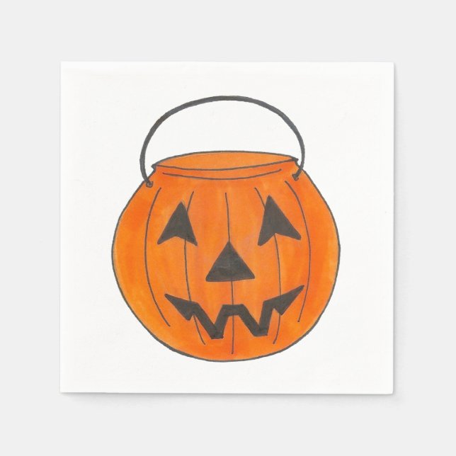 Trick oder Treat Pumpkin Jack o' Lantern Halloween Serviette (Vorderseite)